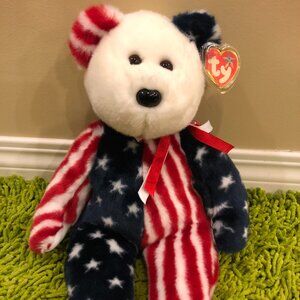 Ty Beanie Buddies - Spangle the American Bear - NWT